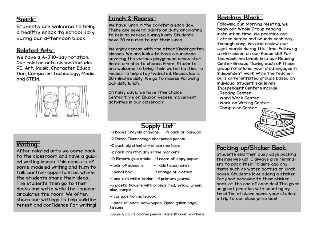 Kindergarten Brochure page 2