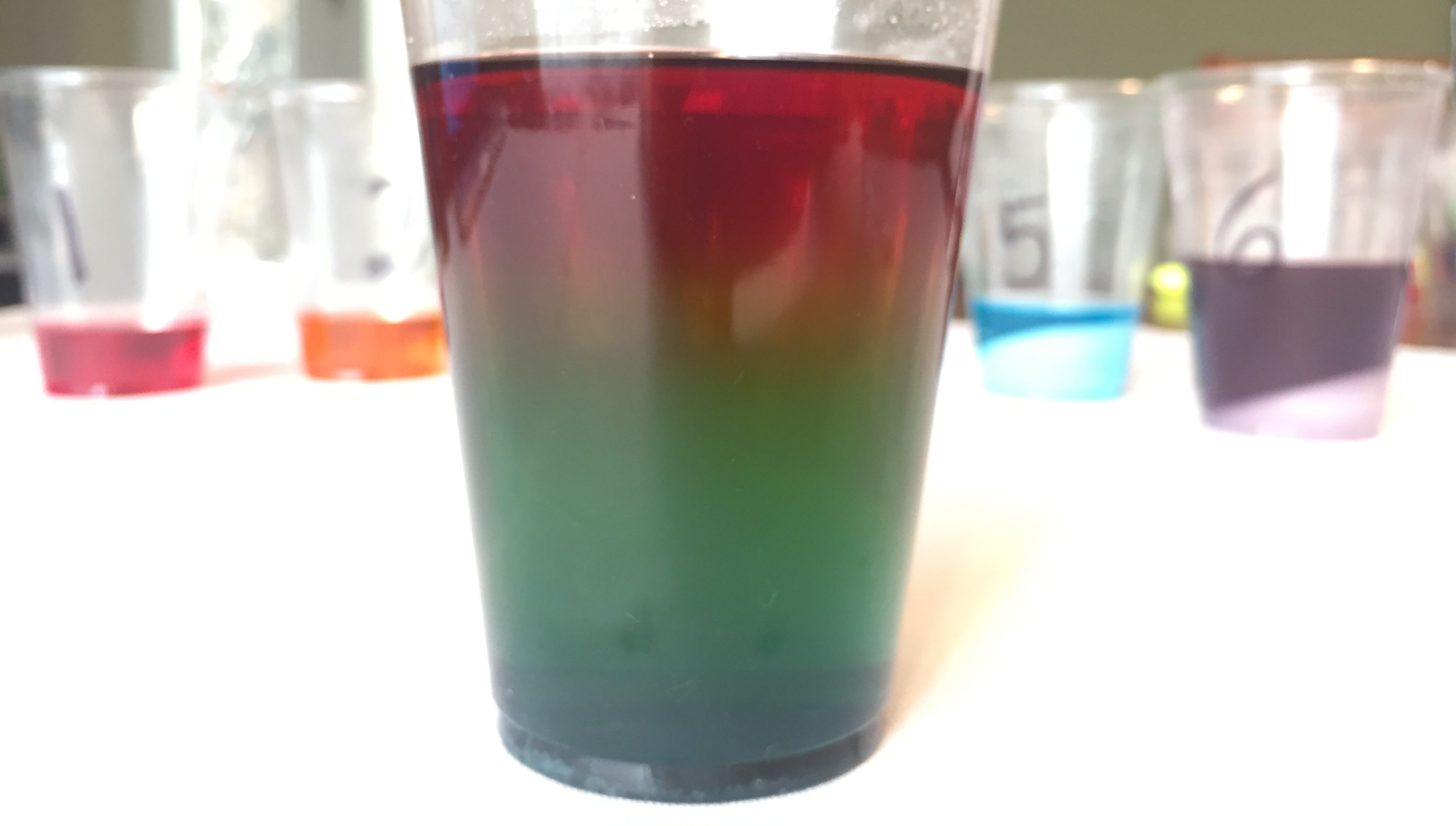 Glass of dyed liquid