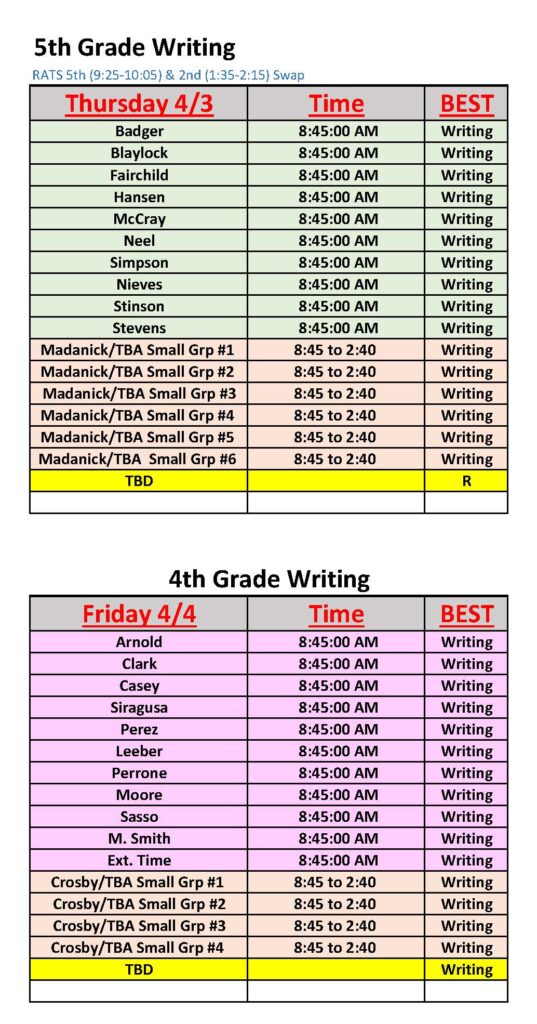 3-5 BEST writing schedule PM3