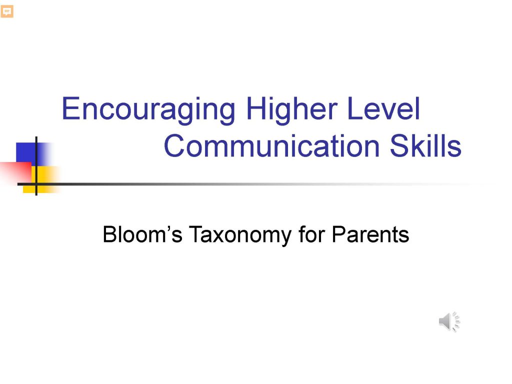 Boom's Taxonomy for Parents, page 1